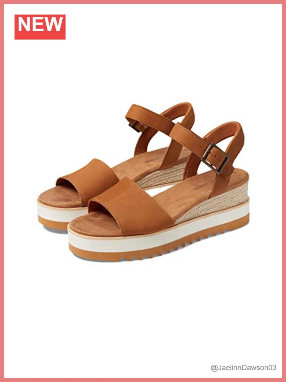 TOMS Women's Diana Wedge Sandal Leather Ankle Strap Cushioned Comfort